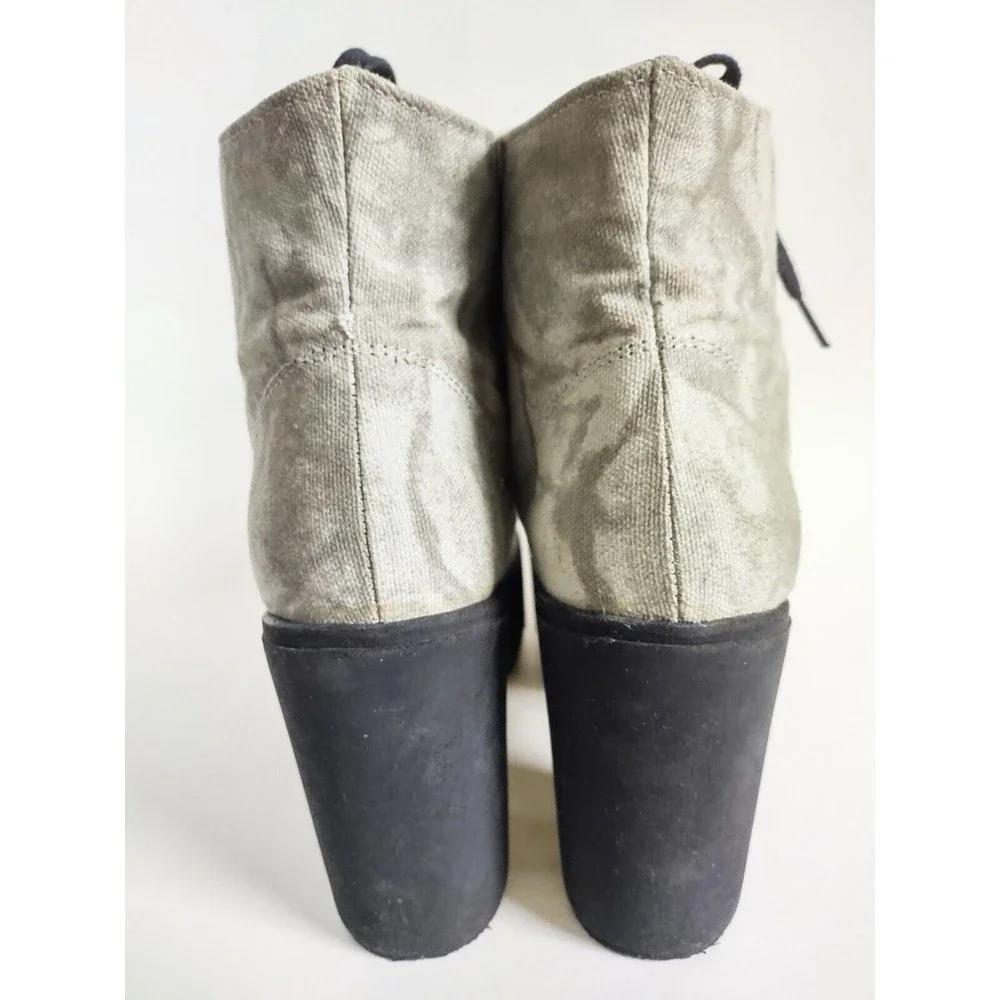 Sixtyseven Combat Boots 10 / 41‎ Platform Canvas Gray Block Heel Vegan Lace-up